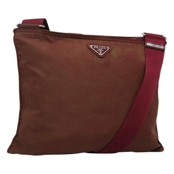 PRADA Shoulder Bag Nylon Wine Red Auth ar13308 - Picture 1 of 16